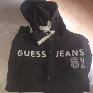 Black zip up hoodie from Guess